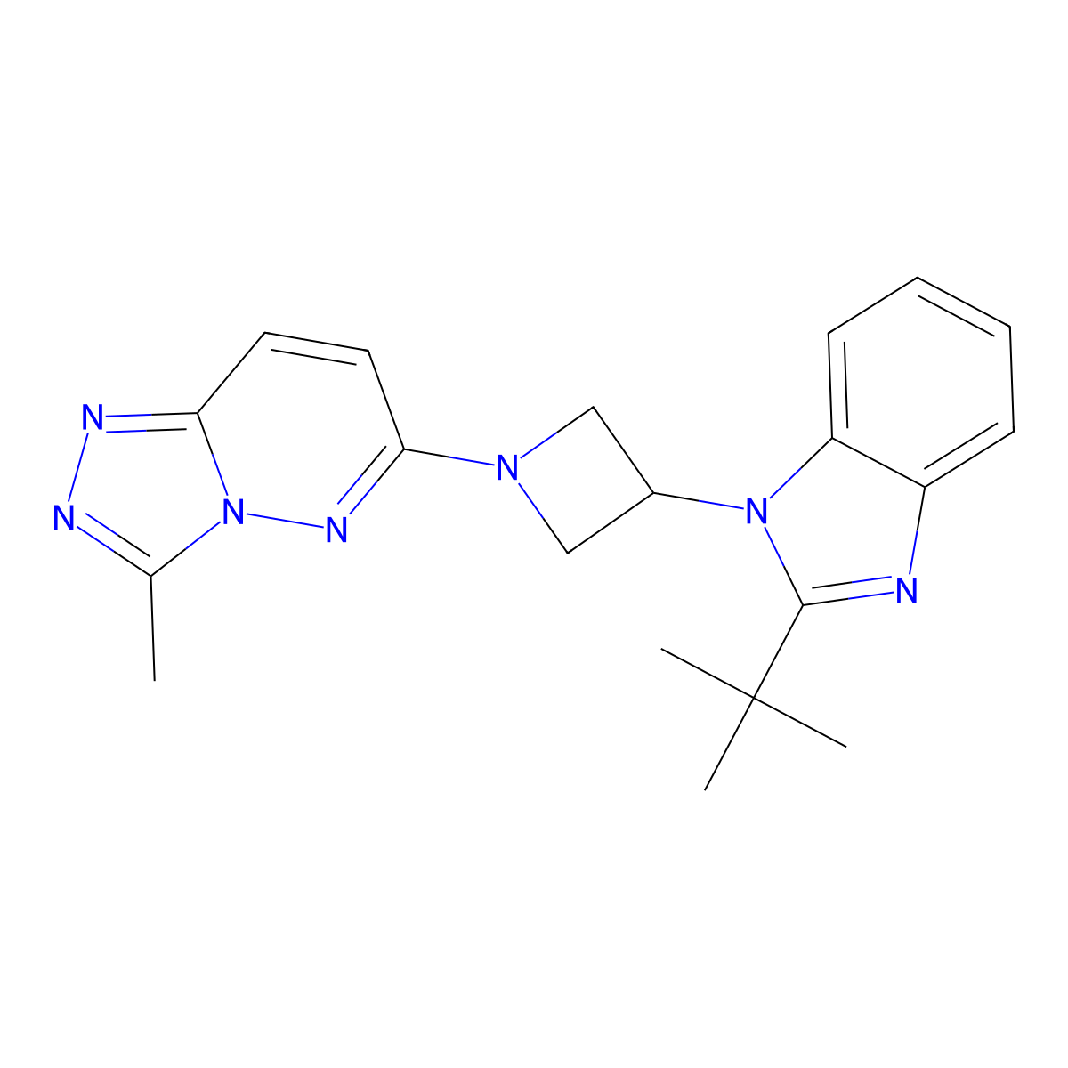 2-tert-butyl-1-(1-{3-methyl-[1,2,4]triazolo[4,3-b]pyridazin-6-yl}azetidin-3-yl)-1H-1,3-benzodiazole molecular structure, CAS 2549039-88-3