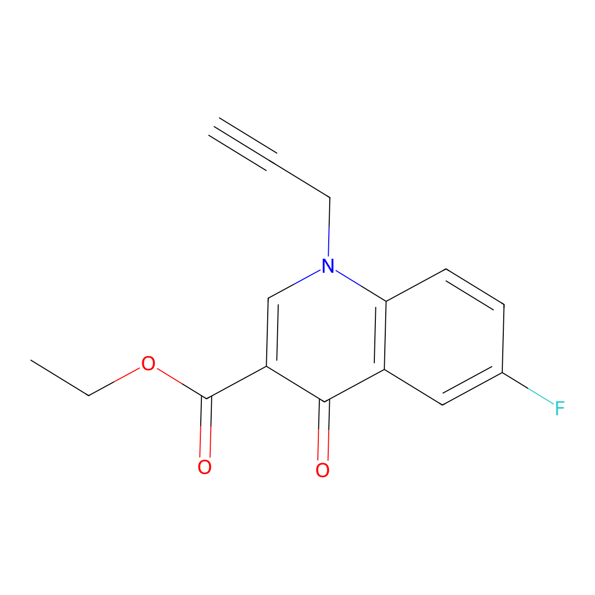 Ethyl 6-fluoro-4-oxo-1-(prop-2-yn-1-yl)-1,4-dihydroquinoline-3-carboxylate molecular structure, CAS 2549039-90-7