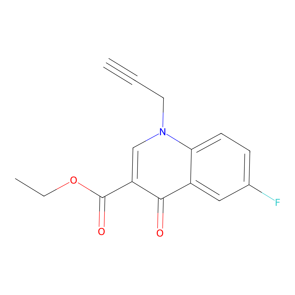 Ethyl 6-fluoro-4-oxo-1-(prop-2-yn-1-yl)-1,4-dihydroquinoline-3-carboxylate molecular structure, CAS 2549039-90-7