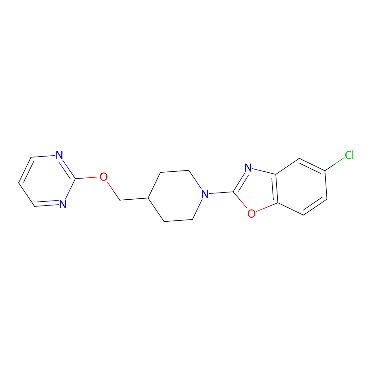 5-Chloro-2-{4-[(pyrimidin-2-yloxy)methyl]piperidin-1-yl}-1,3-benzoxazole molecular structure, CAS 2549039-91-8