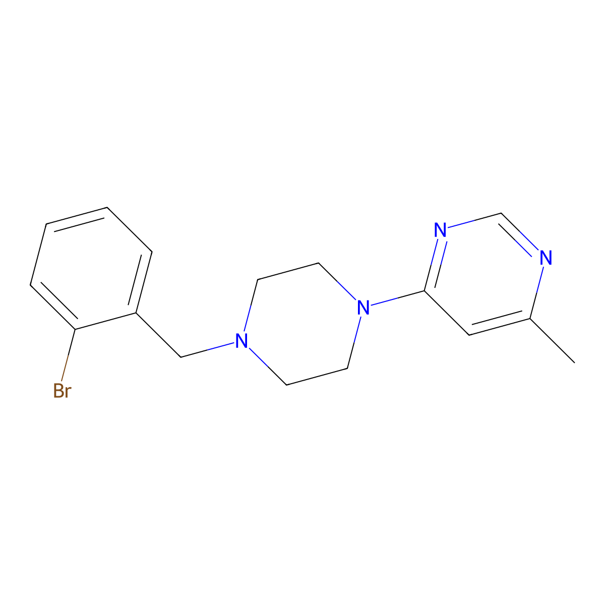 4-{4-[(2-Bromophenyl)methyl]piperazin-1-yl}-6-methylpyrimidine molecular structure, CAS 2549039-93-0
