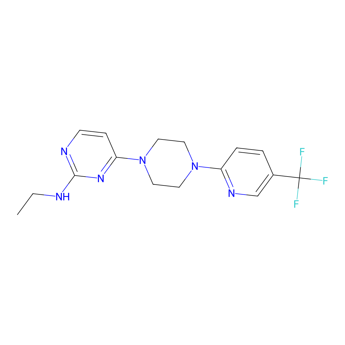 N-ethyl-4-{4-[5-(trifluoromethyl)pyridin-2-yl]piperazin-1-yl}pyrimidin-2-amine molecular structure, CAS 2549039-97-4