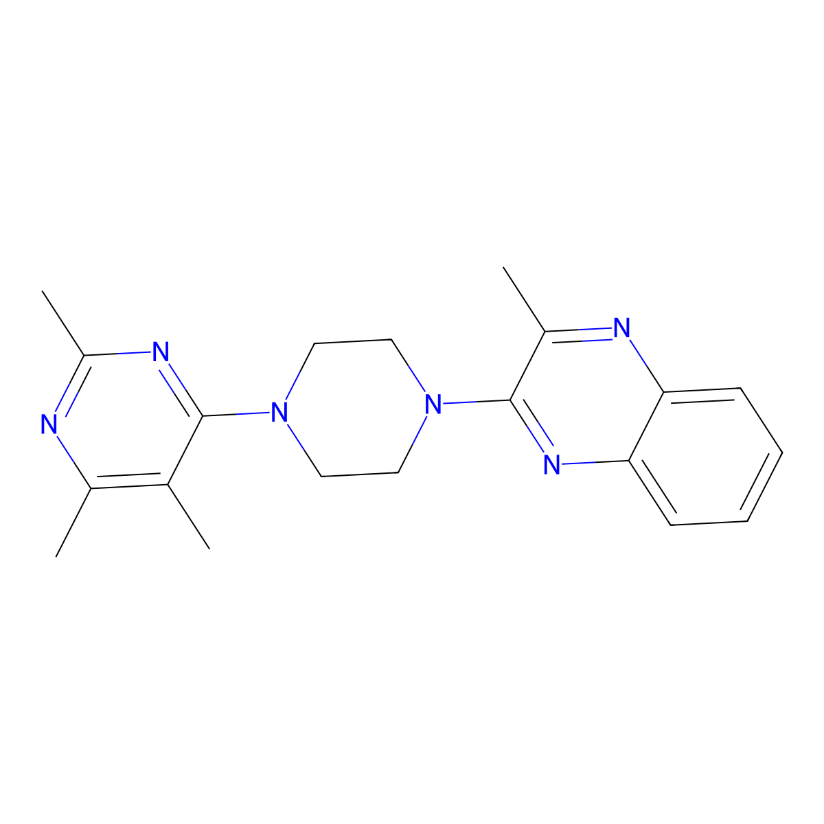 2-Methyl-3-[4-(2,5,6-trimethylpyrimidin-4-yl)piperazin-1-yl]quinoxaline molecular structure, CAS 2549039-99-6