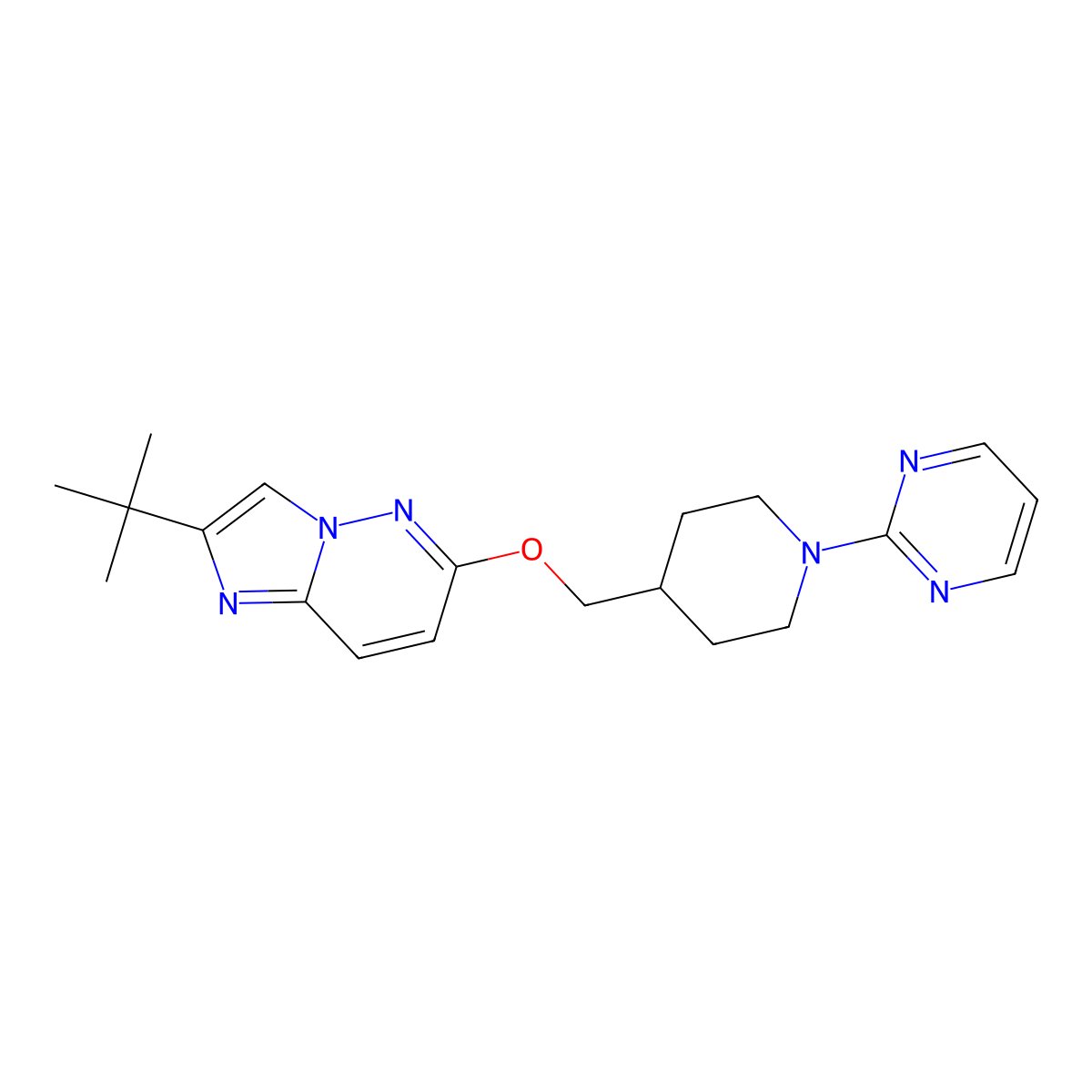 2-{4-[({2-Tert-butylimidazo[1,2-b]pyridazin-6-yl}oxy)methyl]piperidin-1-yl}pyrimidine molecular structure, CAS 2549040-07-3