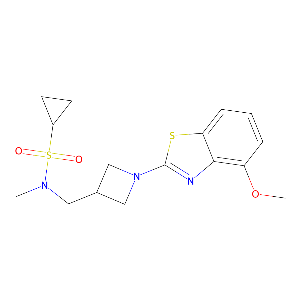 N-{[1-(4-methoxy-1,3-benzothiazol-2-yl)azetidin-3-yl]methyl}-N-methylcyclopropanesulfonamide molecular structure, CAS 2549040-11-9