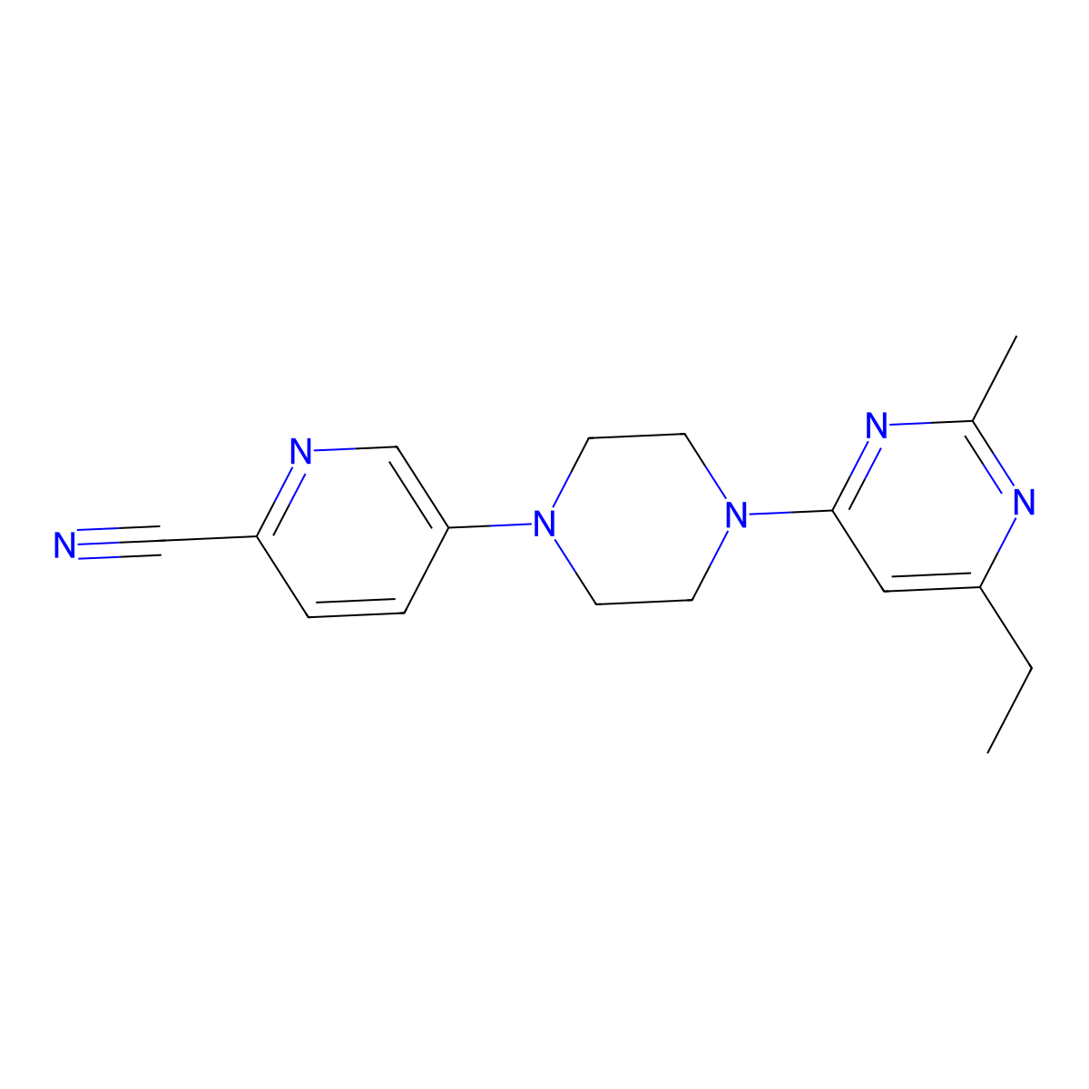 5-[4-(6-Ethyl-2-methylpyrimidin-4-yl)piperazin-1-yl]pyridine-2-carbonitrile molecular structure, CAS 2549040-12-0