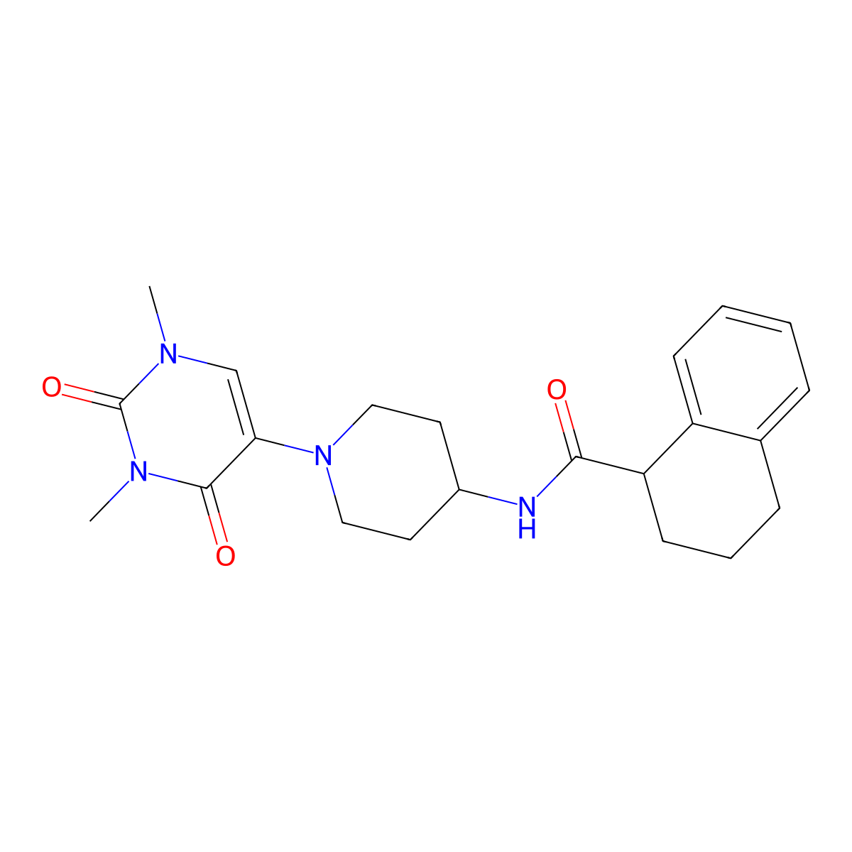N-[1-(1,3-dimethyl-2,4-dioxo-1,2,3,4-tetrahydropyrimidin-5-yl)piperidin-4-yl]-1,2,3,4-tetrahydronaphthalene-1-carboxamide molecular structure, CAS 2549040-13-1