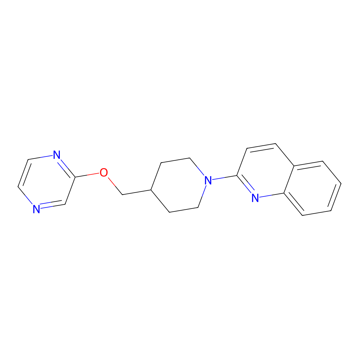 2-{4-[(Pyrazin-2-yloxy)methyl]piperidin-1-yl}quinoline molecular structure, CAS 2549040-14-2