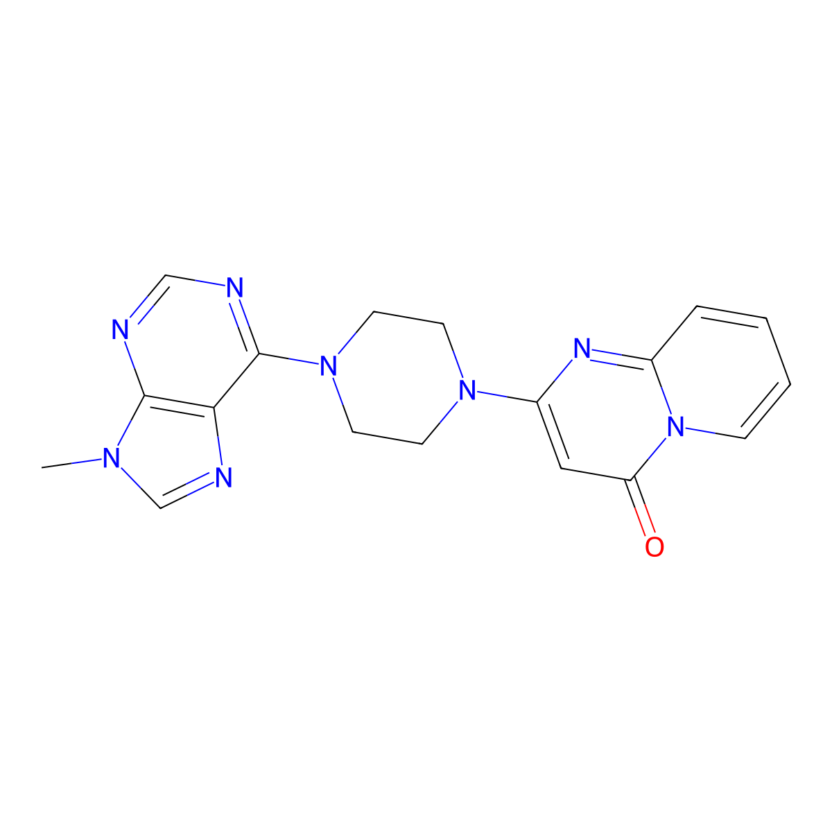 2-[4-(9-methyl-9H-purin-6-yl)piperazin-1-yl]-4H-pyrido[1,2-a]pyrimidin-4-one molecular structure, CAS 2549040-19-7