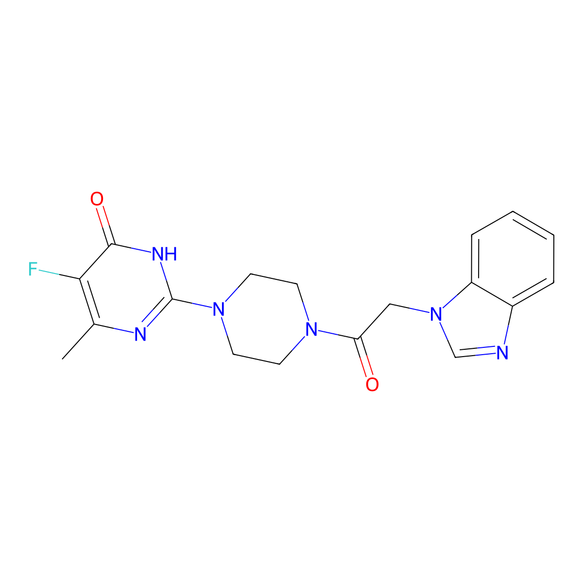 2-{4-[2-(1H-1,3-benzodiazol-1-yl)acetyl]piperazin-1-yl}-5-fluoro-6-methyl-3,4-dihydropyrimidin-4-one molecular structure, CAS 2549040-20-0