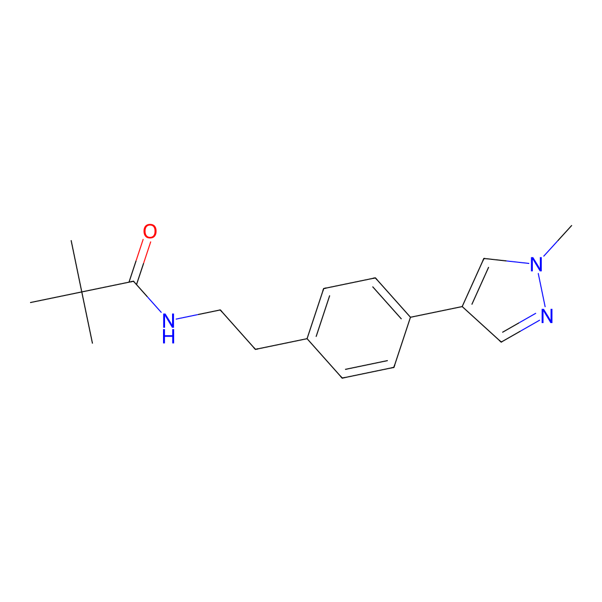 2,2-dimethyl-N-{2-[4-(1-methyl-1H-pyrazol-4-yl)phenyl]ethyl}propanamide molecular structure, CAS 2549040-21-1