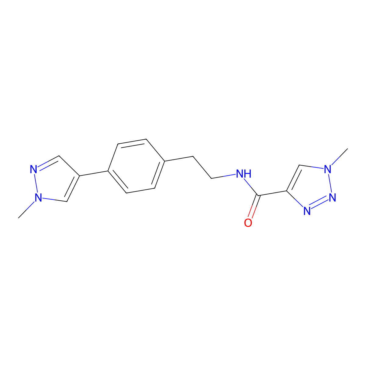1-methyl-N-{2-[4-(1-methyl-1H-pyrazol-4-yl)phenyl]ethyl}-1H-1,2,3-triazole-4-carboxamide molecular structure, CAS 2549040-23-3