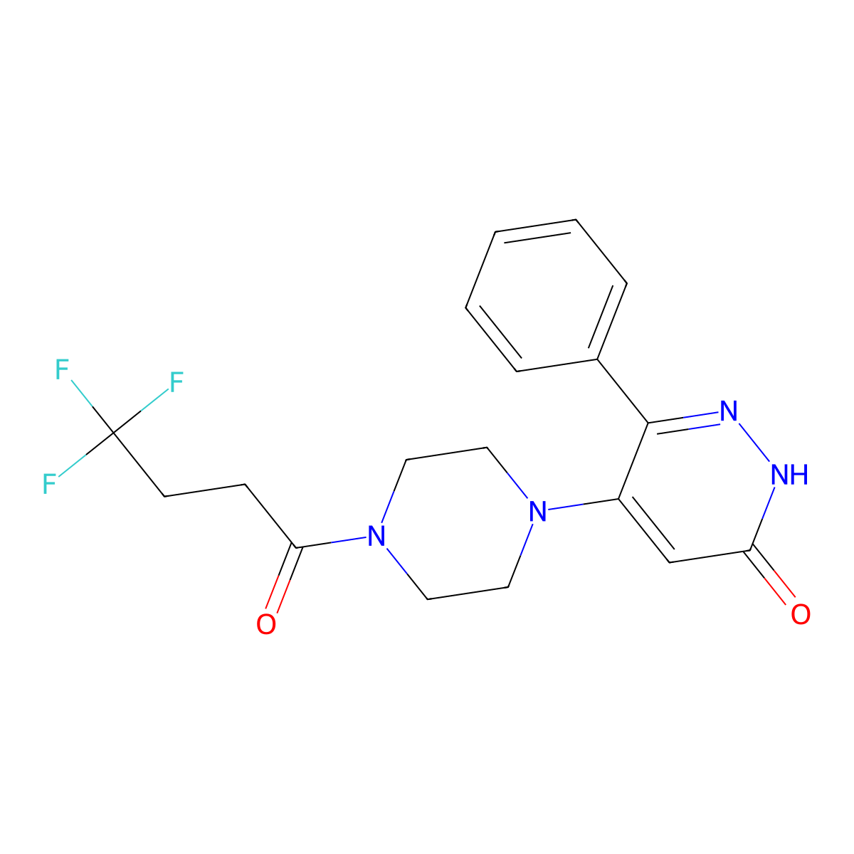 6-Phenyl-5-[4-(4,4,4-trifluorobutanoyl)piperazin-1-yl]-2,3-dihydropyridazin-3-one molecular structure, CAS 2549040-31-3