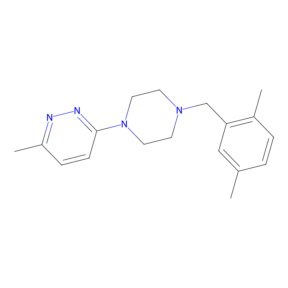 3-{4-[(2,5-Dimethylphenyl)methyl]piperazin-1-yl}-6-methylpyridazine molecular structure, CAS 2549040-34-6