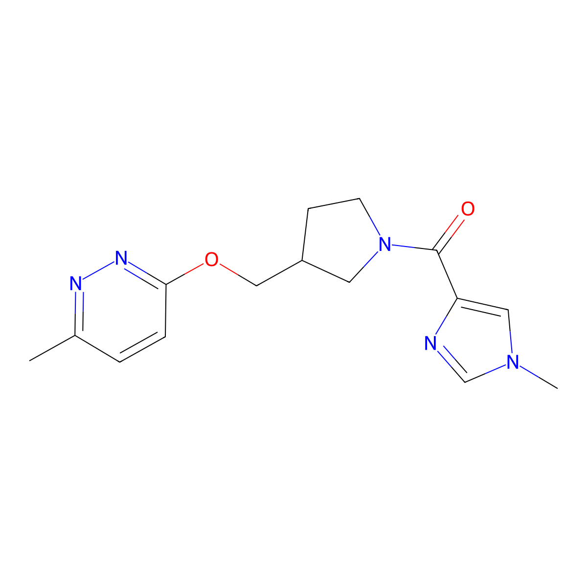 3-methyl-6-{[1-(1-methyl-1H-imidazole-4-carbonyl)pyrrolidin-3-yl]methoxy}pyridazine molecular structure, CAS 2549040-36-8