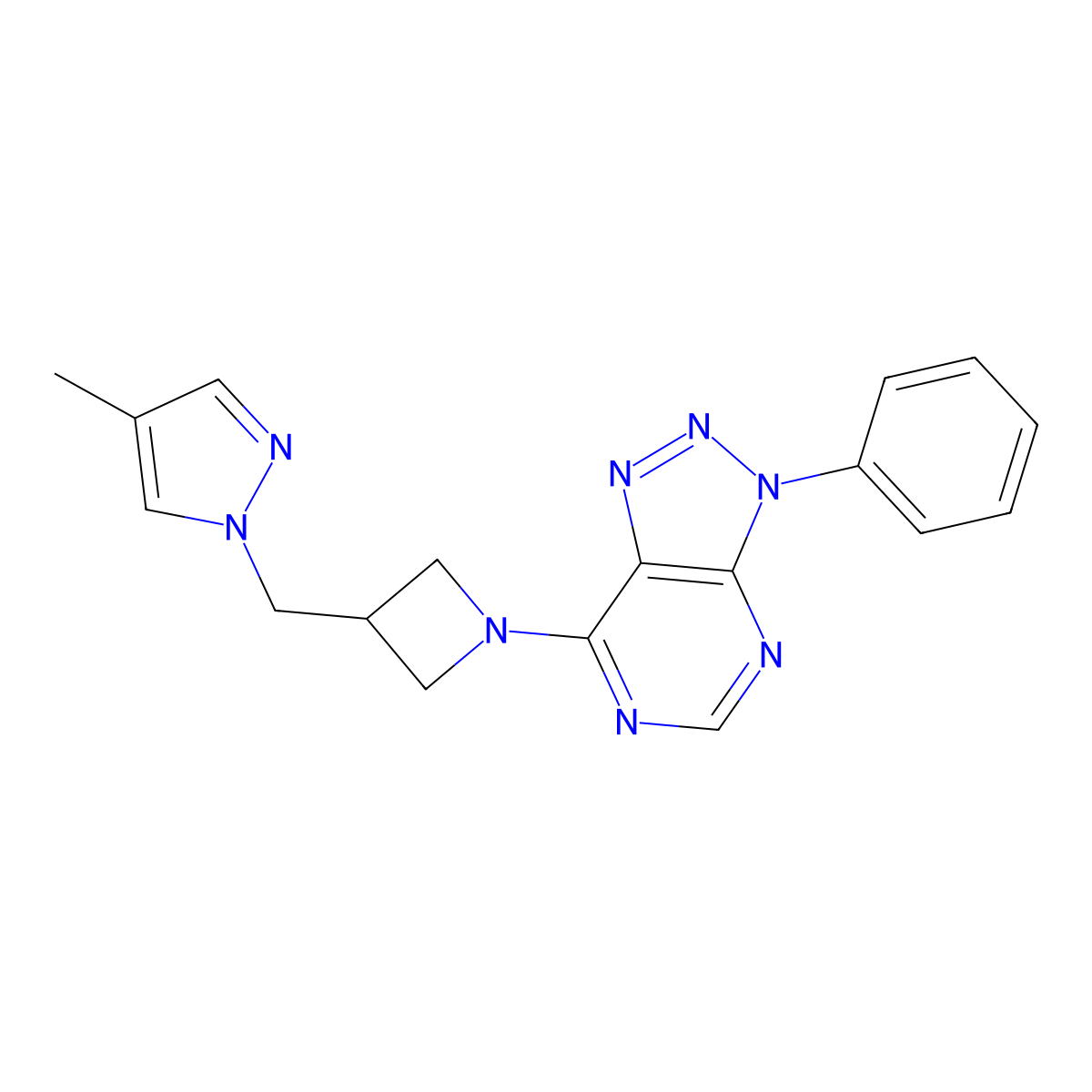 4-methyl-1-[(1-{3-phenyl-3H-[1,2,3]triazolo[4,5-d]pyrimidin-7-yl}azetidin-3-yl)methyl]-1H-pyrazole molecular structure, CAS 2549040-40-4