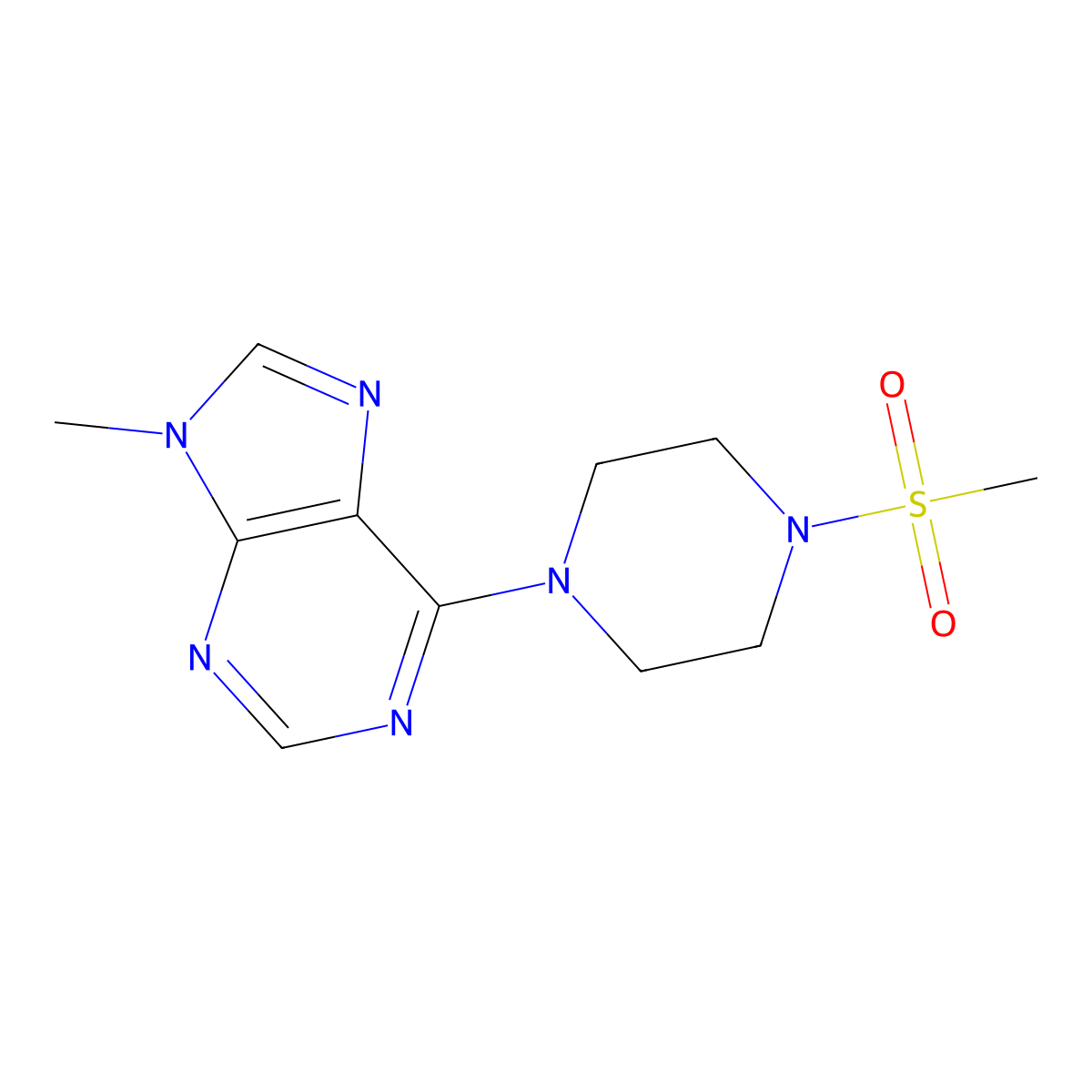 6-(4-methanesulfonylpiperazin-1-yl)-9-methyl-9H-purine molecular structure, CAS 2549040-41-5