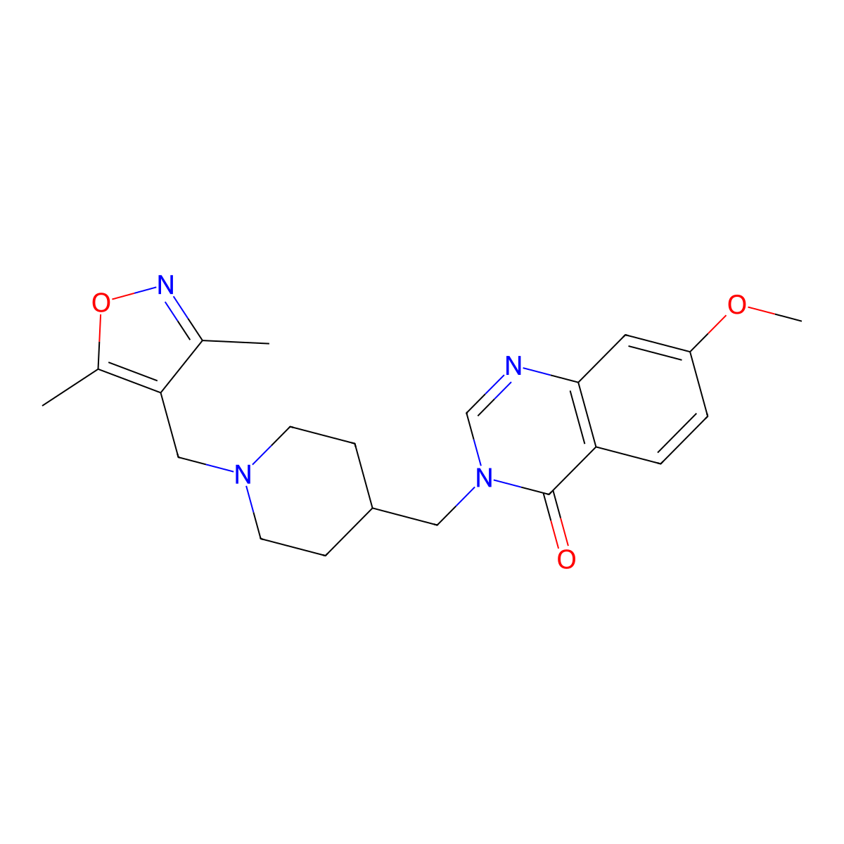 3-({1-[(3,5-Dimethyl-1,2-oxazol-4-yl)methyl]piperidin-4-yl}methyl)-7-methoxy-3,4-dihydroquinazolin-4-one molecular structure, CAS 2549040-45-9
