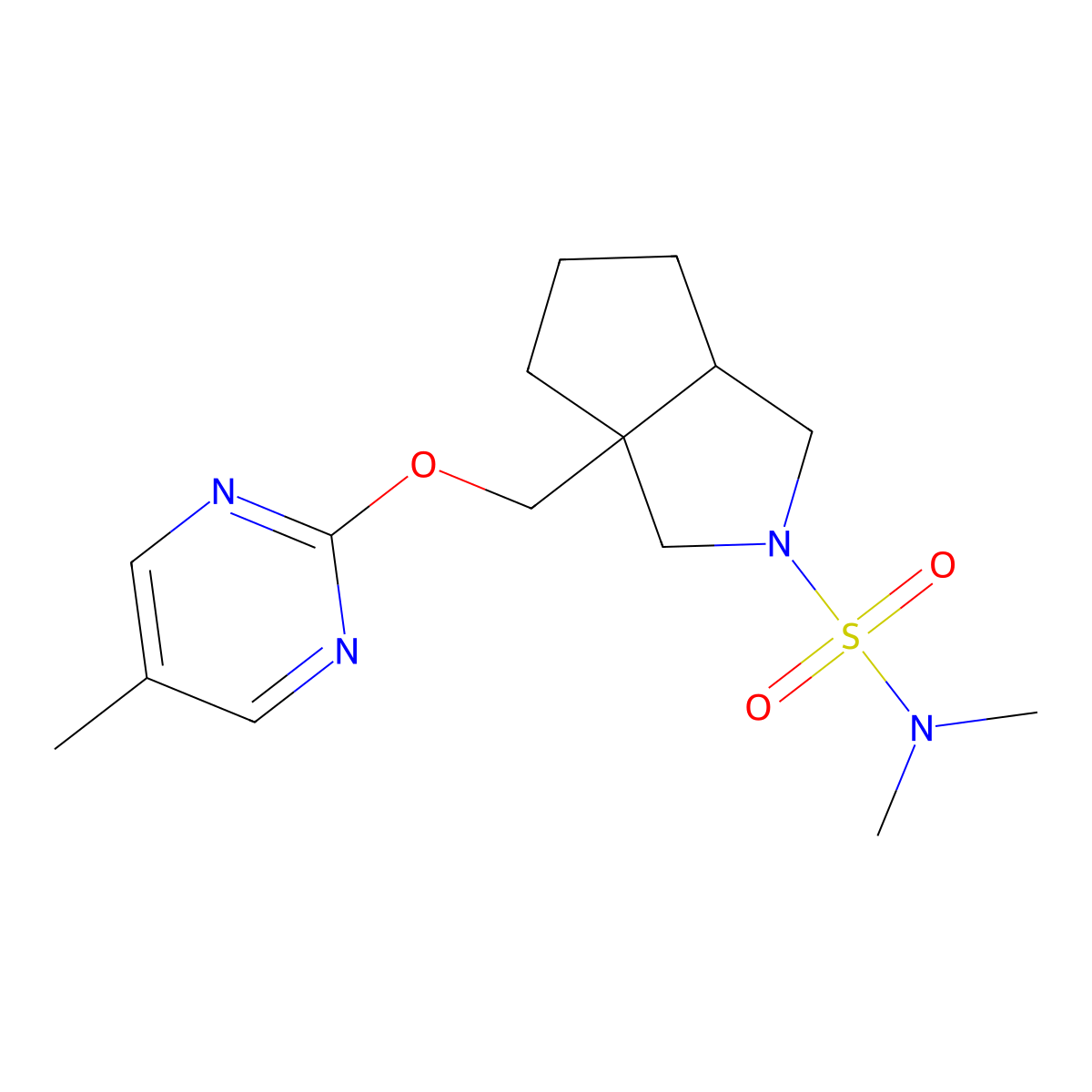 N,N-dimethyl-3a-{[(5-methylpyrimidin-2-yl)oxy]methyl}-octahydrocyclopenta[c]pyrrole-2-sulfonamide molecular structure, CAS 2549040-62-0