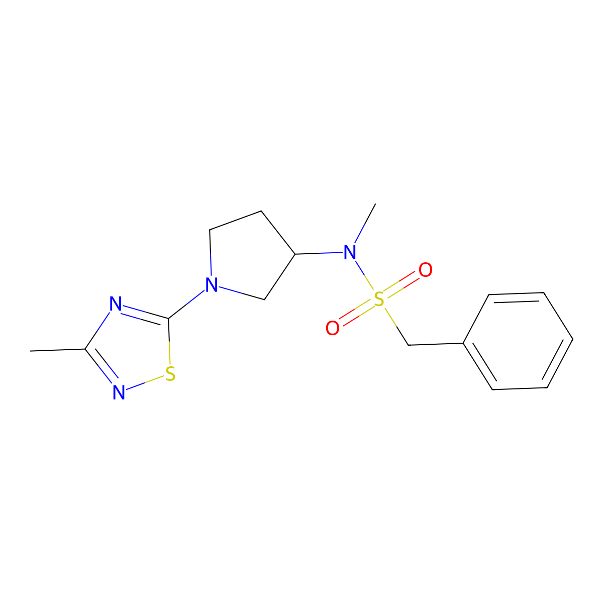 N-methyl-N-[1-(3-methyl-1,2,4-thiadiazol-5-yl)pyrrolidin-3-yl]-1-phenylmethanesulfonamide molecular structure, CAS 2549040-65-3