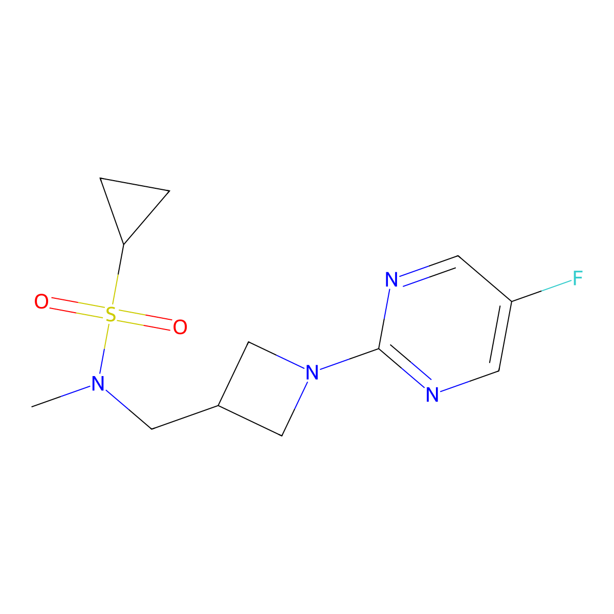 N-{[1-(5-fluoropyrimidin-2-yl)azetidin-3-yl]methyl}-N-methylcyclopropanesulfonamide molecular structure, CAS 2549040-71-1