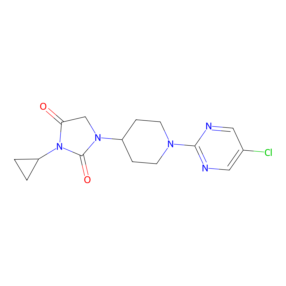 1-[1-(5-Chloropyrimidin-2-yl)piperidin-4-yl]-3-cyclopropylimidazolidine-2,4-dione molecular structure, CAS 2549040-76-6