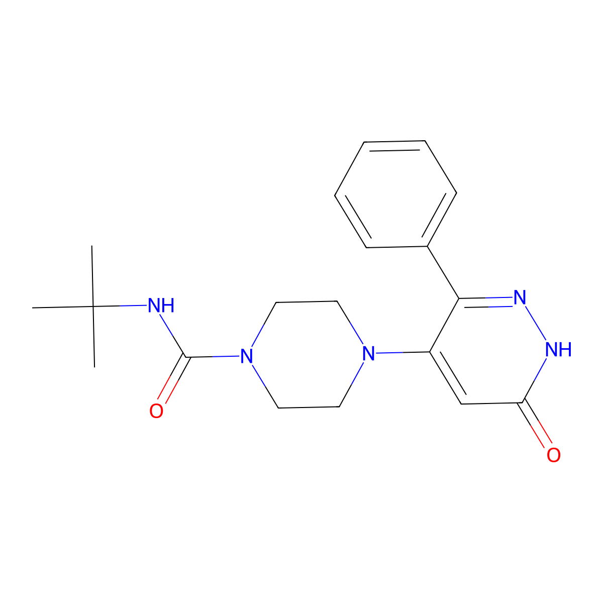 N-tert-butyl-4-(6-oxo-3-phenyl-1,6-dihydropyridazin-4-yl)piperazine-1-carboxamide molecular structure, CAS 2549040-77-7