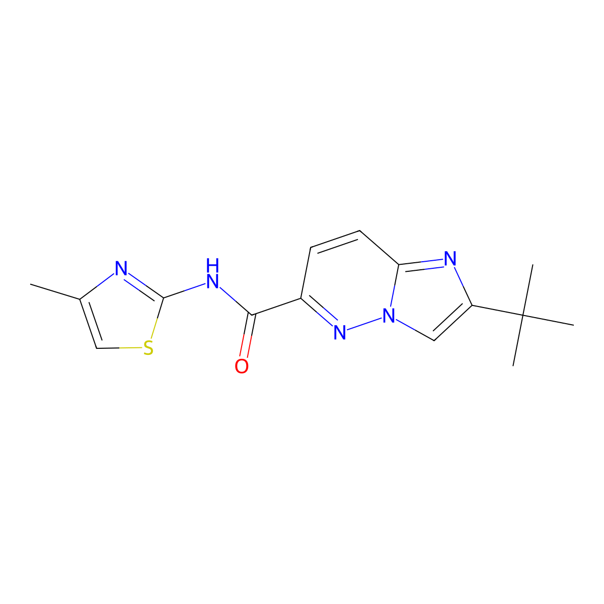 2-tert-butyl-N-(4-methyl-1,3-thiazol-2-yl)imidazo[1,2-b]pyridazine-6-carboxamide molecular structure, CAS 2549040-85-7