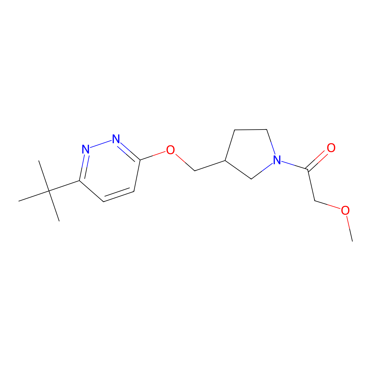 1-(3-{[(6-Tert-butylpyridazin-3-yl)oxy]methyl}pyrrolidin-1-yl)-2-methoxyethan-1-one molecular structure, CAS 2549040-89-1