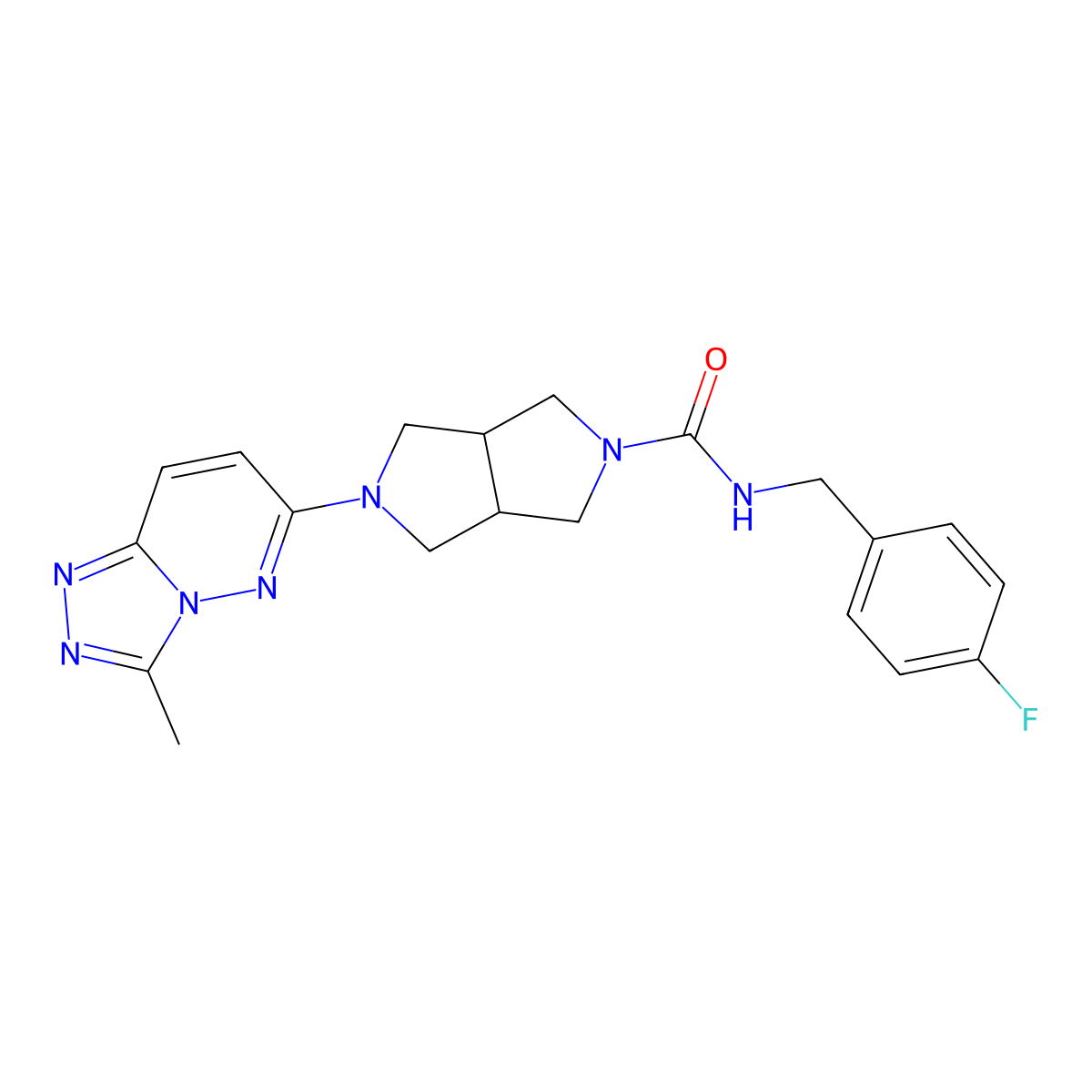 N-[(4-fluorophenyl)methyl]-5-{3-methyl-[1,2,4]triazolo[4,3-b]pyridazin-6-yl}-octahydropyrrolo[3,4-c]pyrrole-2-carboxamide molecular structure, CAS 2549040-91-5