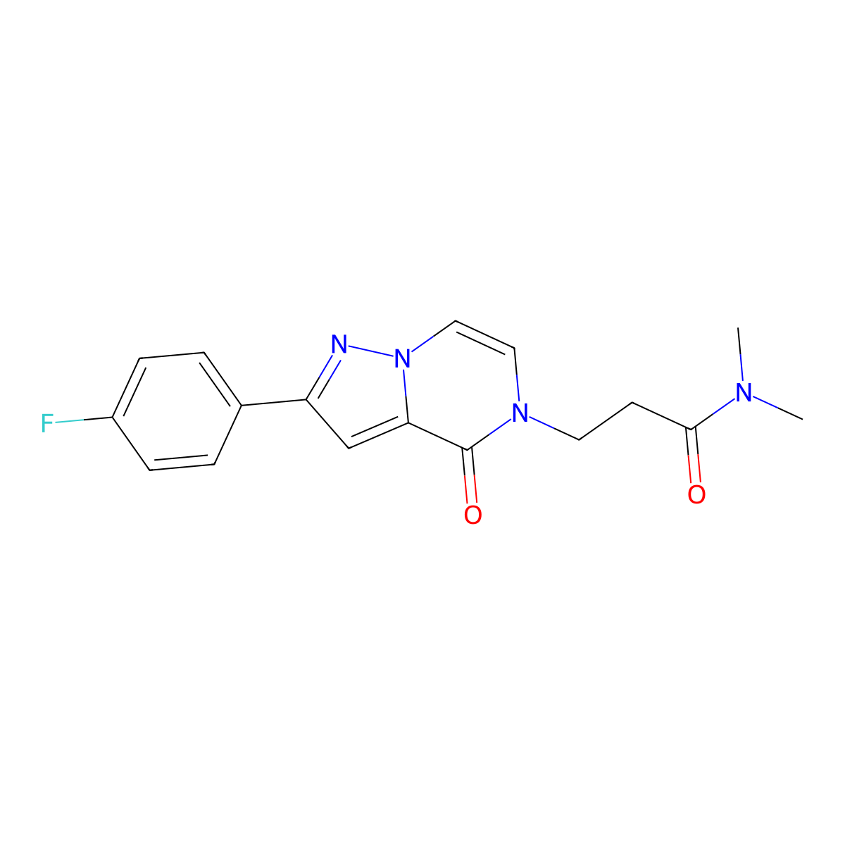 3-[2-(4-fluorophenyl)-4-oxo-4H,5H-pyrazolo[1,5-a]pyrazin-5-yl]-N,N-dimethylpropanamide molecular structure, CAS 2549040-96-0