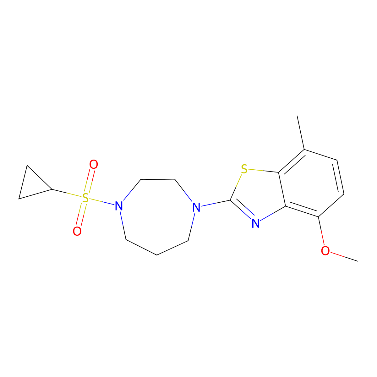 2-[4-(Cyclopropanesulfonyl)-1,4-diazepan-1-yl]-4-methoxy-7-methyl-1,3-benzothiazole molecular structure, CAS 2549040-98-2