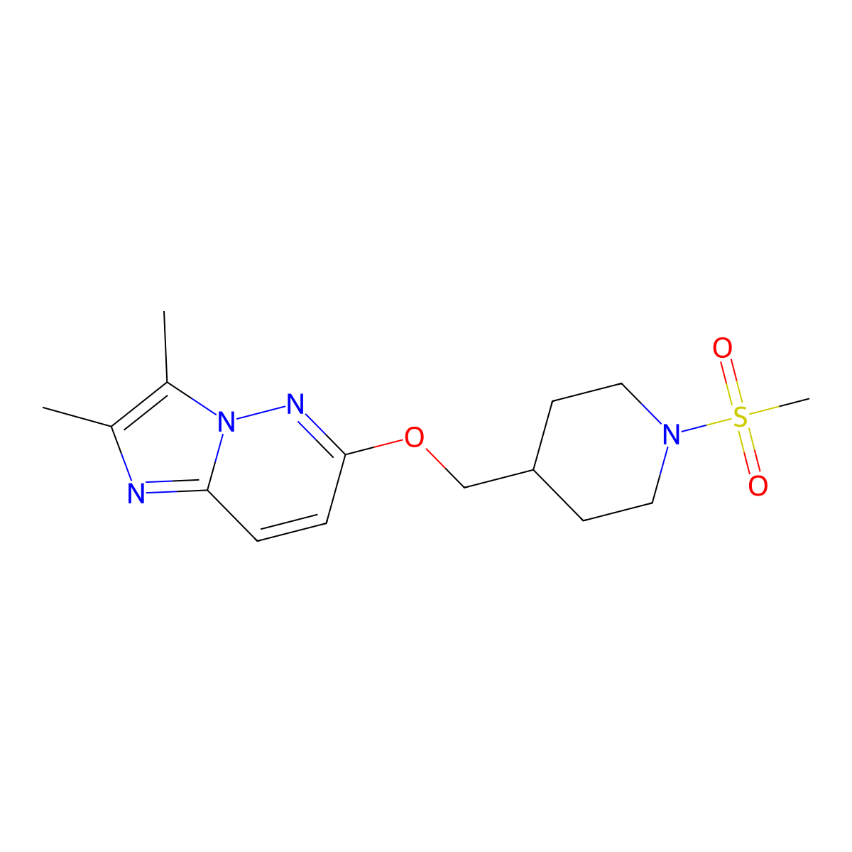 4-[({2,3-Dimethylimidazo[1,2-b]pyridazin-6-yl}oxy)methyl]-1-methanesulfonylpiperidine molecular structure, CAS 2549041-01-0