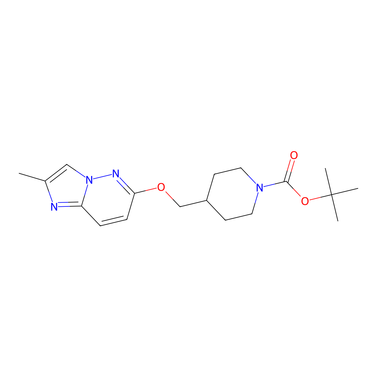 Tert-butyl 4-[({2-methylimidazo[1,2-b]pyridazin-6-yl}oxy)methyl]piperidine-1-carboxylate molecular structure, CAS 2549041-05-4