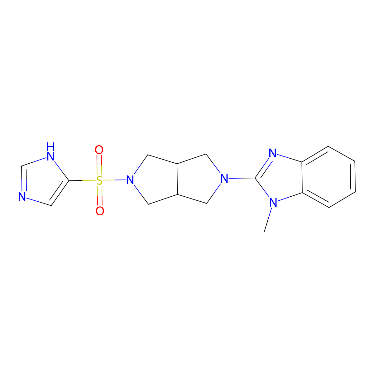 2-[5-(1H-imidazole-4-sulfonyl)-octahydropyrrolo[3,4-c]pyrrol-2-yl]-1-methyl-1H-1,3-benzodiazole molecular structure, CAS 2549041-08-7