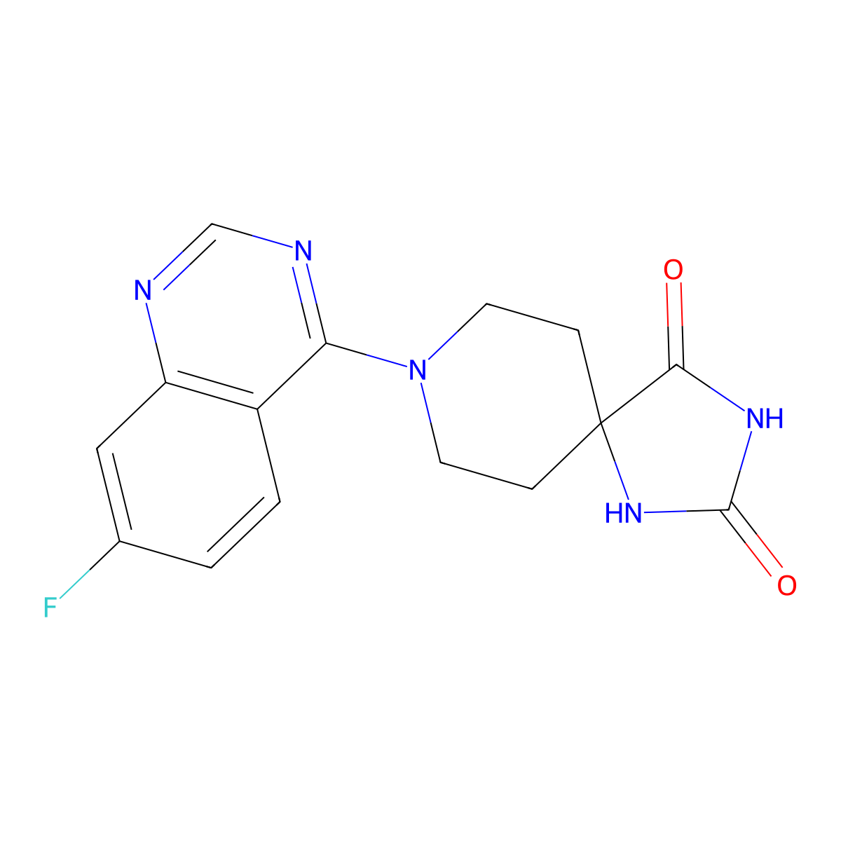 8-(7-Fluoroquinazolin-4-yl)-1,3,8-triazaspiro[4.5]decane-2,4-dione molecular structure, CAS 2549041-09-8
