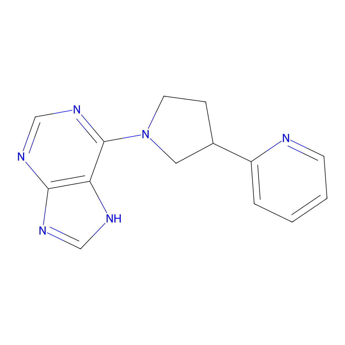 6-[3-(pyridin-2-yl)pyrrolidin-1-yl]-9H-purine molecular structure, CAS 2549041-19-0