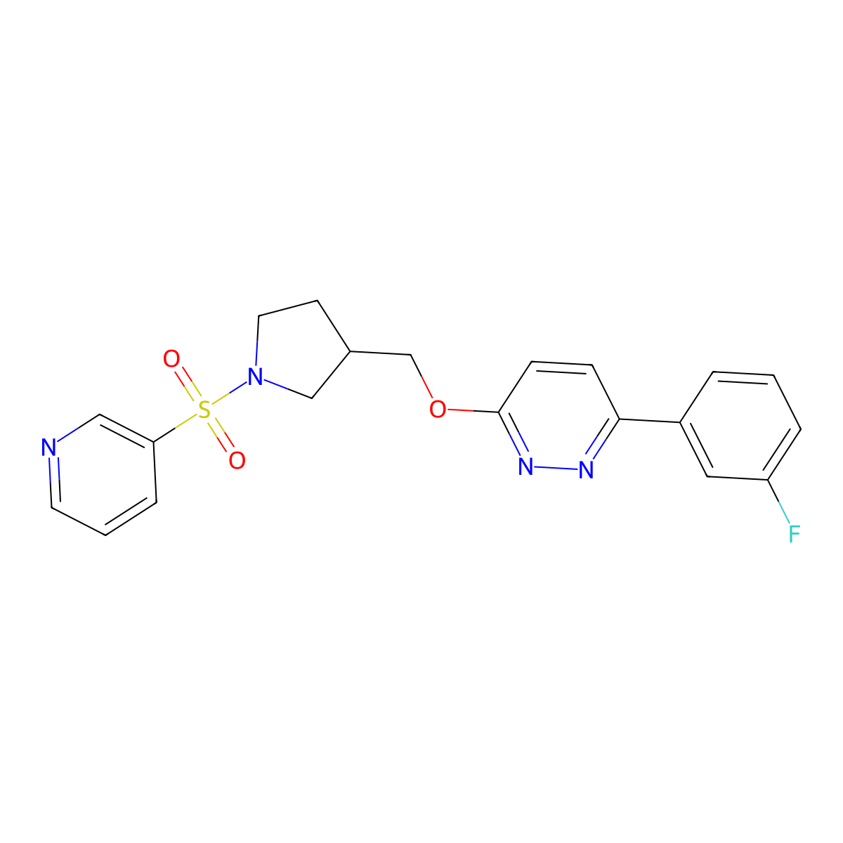 3-(3-Fluorophenyl)-6-{[1-(pyridine-3-sulfonyl)pyrrolidin-3-yl]methoxy}pyridazine molecular structure, CAS 2549041-21-4