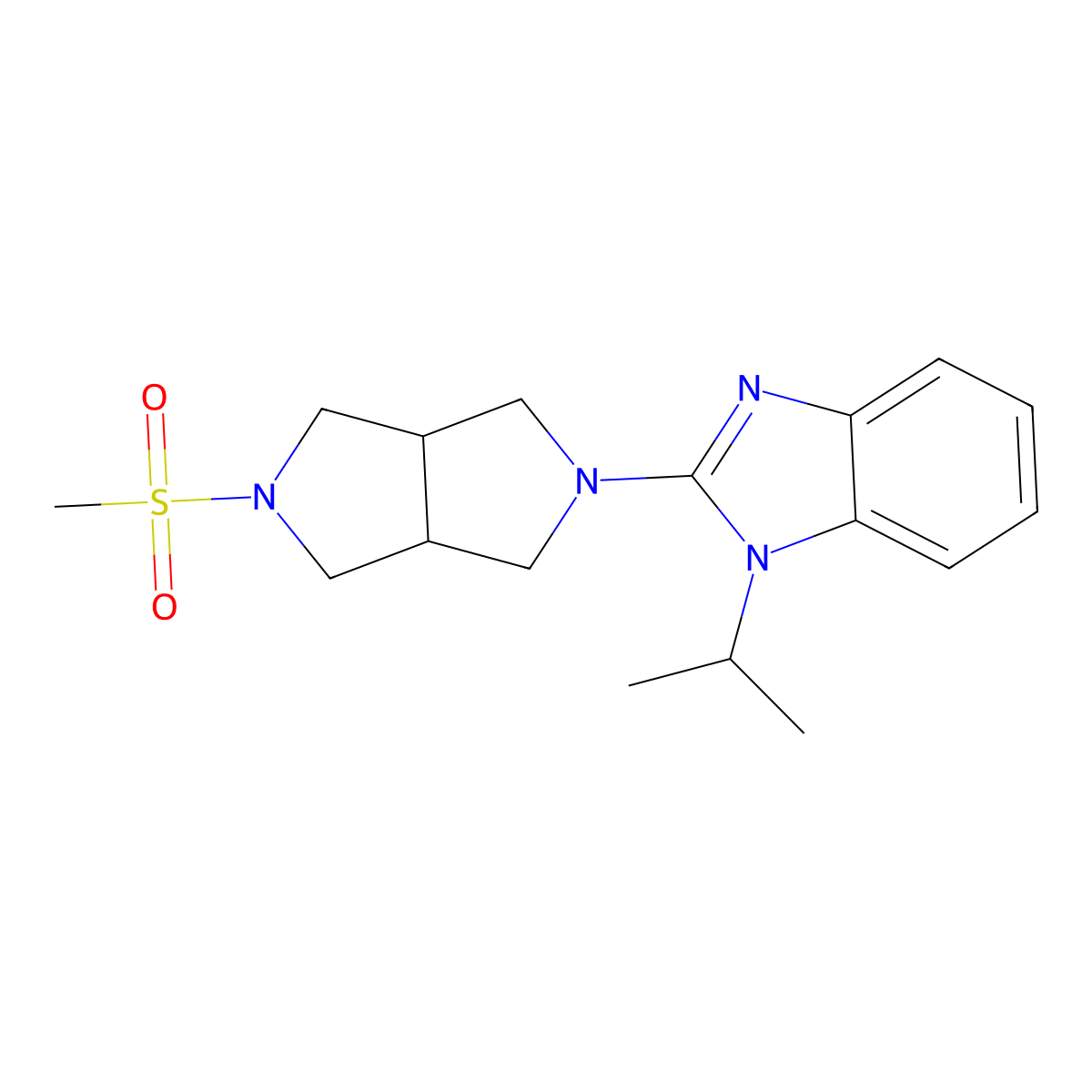 2-{5-methanesulfonyl-octahydropyrrolo[3,4-c]pyrrol-2-yl}-1-(propan-2-yl)-1H-1,3-benzodiazole molecular structure, CAS 2549041-23-6