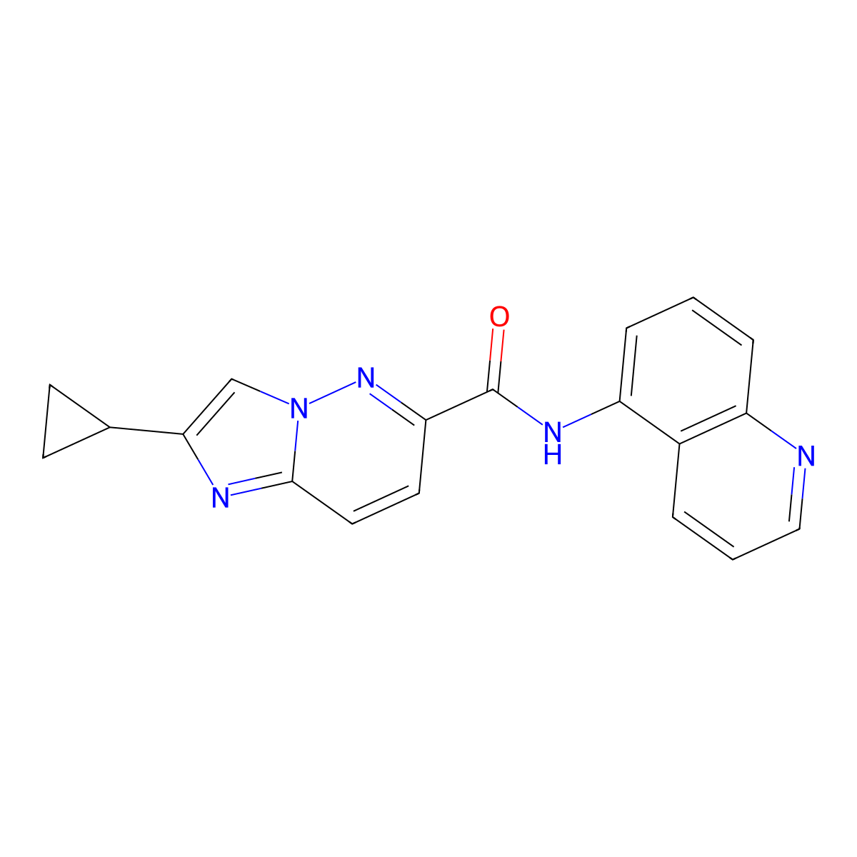 2-cyclopropyl-N-(quinolin-5-yl)imidazo[1,2-b]pyridazine-6-carboxamide molecular structure, CAS 2549041-24-7