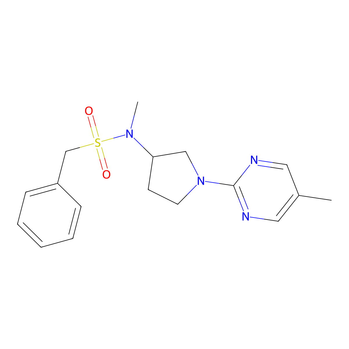 N-methyl-N-[1-(5-methylpyrimidin-2-yl)pyrrolidin-3-yl]-1-phenylmethanesulfonamide molecular structure, CAS 2549041-31-6