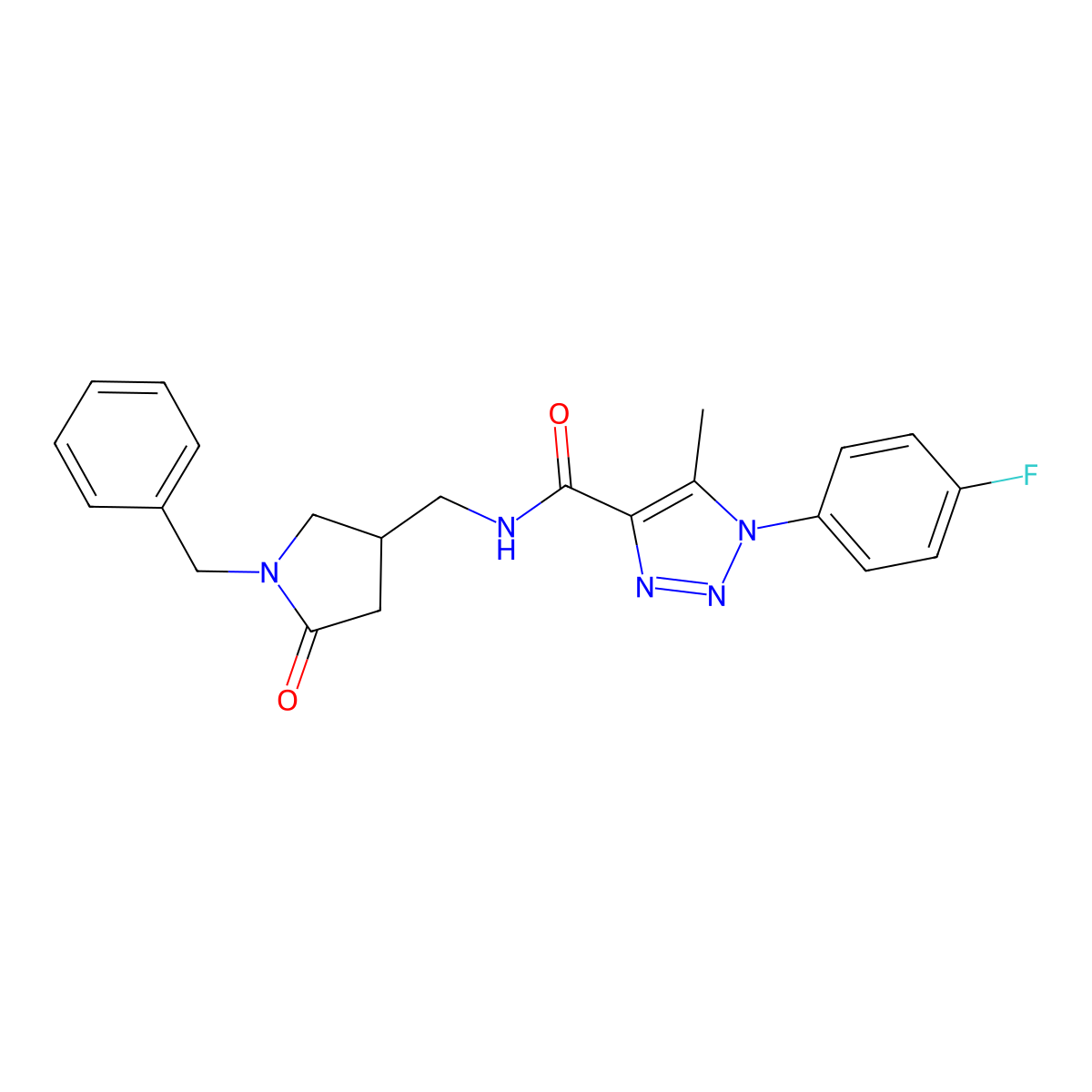 N-[(1-benzyl-5-oxopyrrolidin-3-yl)methyl]-1-(4-fluorophenyl)-5-methyl-1H-1,2,3-triazole-4-carboxamide molecular structure, CAS 2549041-32-7