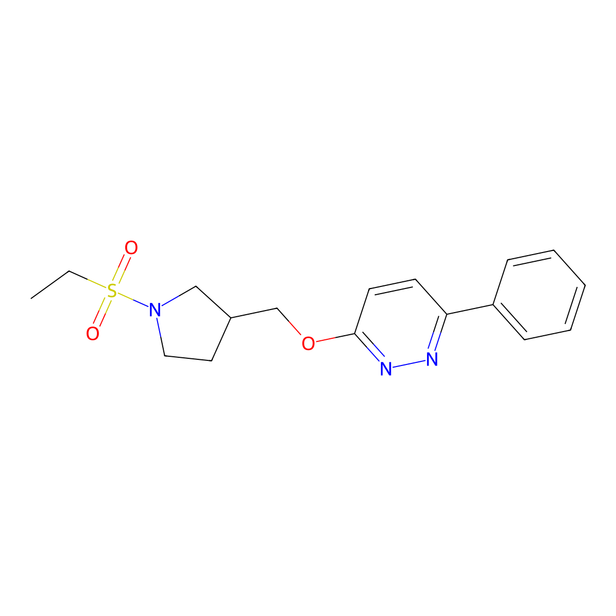3-{[1-(Ethanesulfonyl)pyrrolidin-3-yl]methoxy}-6-phenylpyridazine molecular structure, CAS 2549041-33-8