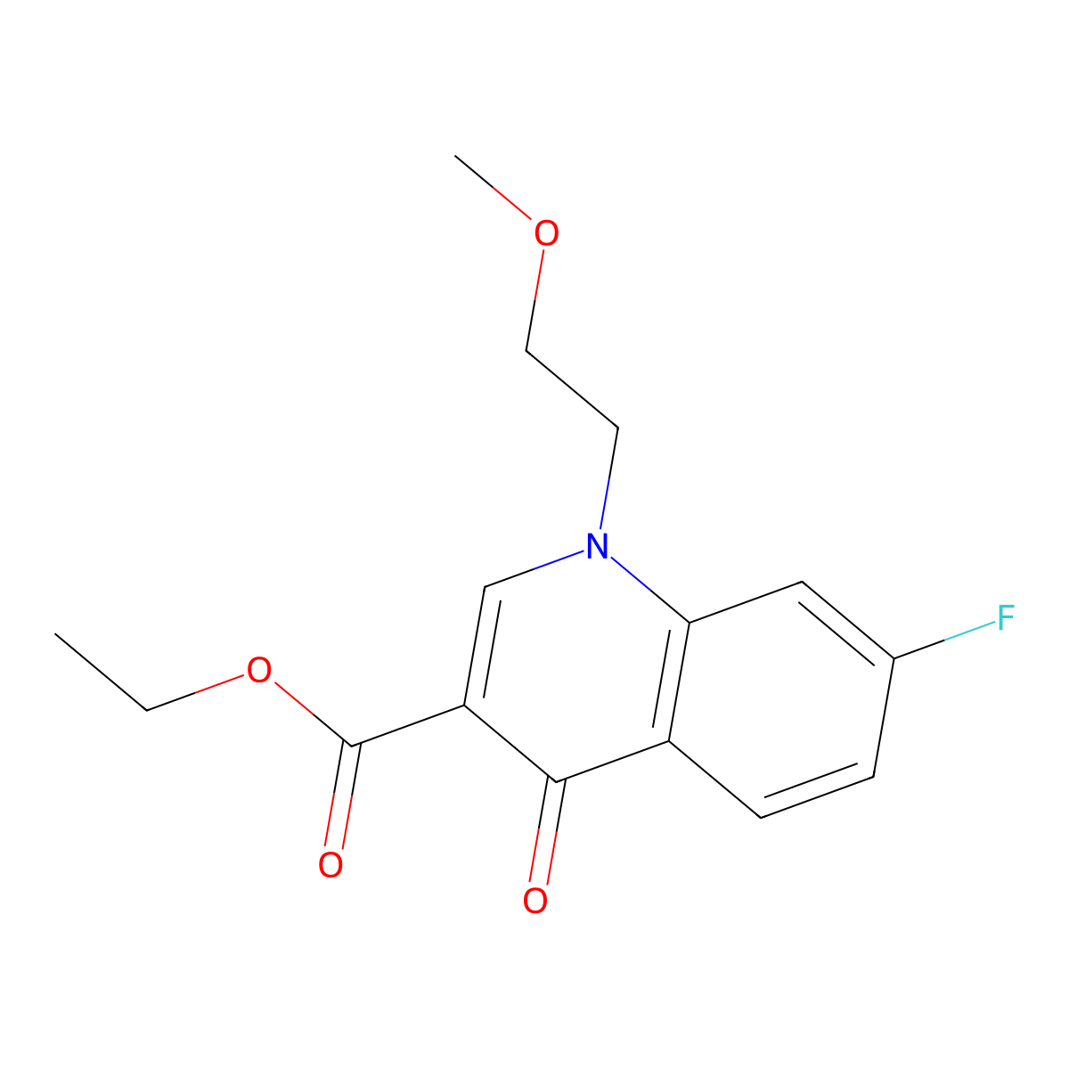 Ethyl 7-fluoro-1-(2-methoxyethyl)-4-oxo-1,4-dihydroquinoline-3-carboxylate molecular structure, CAS 2549041-34-9