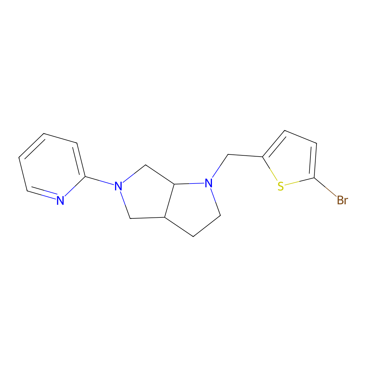 2-{1-[(5-Bromothiophen-2-yl)methyl]-octahydropyrrolo[2,3-c]pyrrol-5-yl}pyridine molecular structure, CAS 2549041-57-6