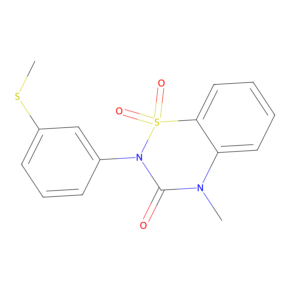 4-Methyl-2-(3-methylsulfanylphenyl)-1,1-dioxo-1lambda6,2,4-benzothiadiazin-3-one molecular structure, CAS 2549041-58-7