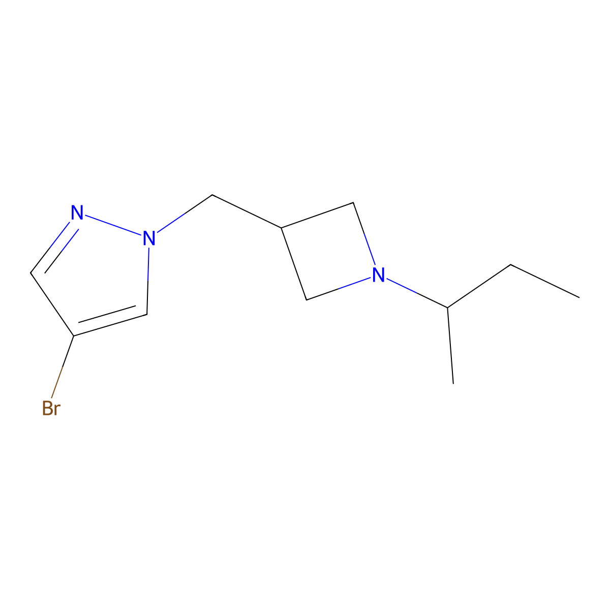 4-bromo-1-{[1-(butan-2-yl)azetidin-3-yl]methyl}-1H-pyrazole molecular structure, CAS 2549041-64-5