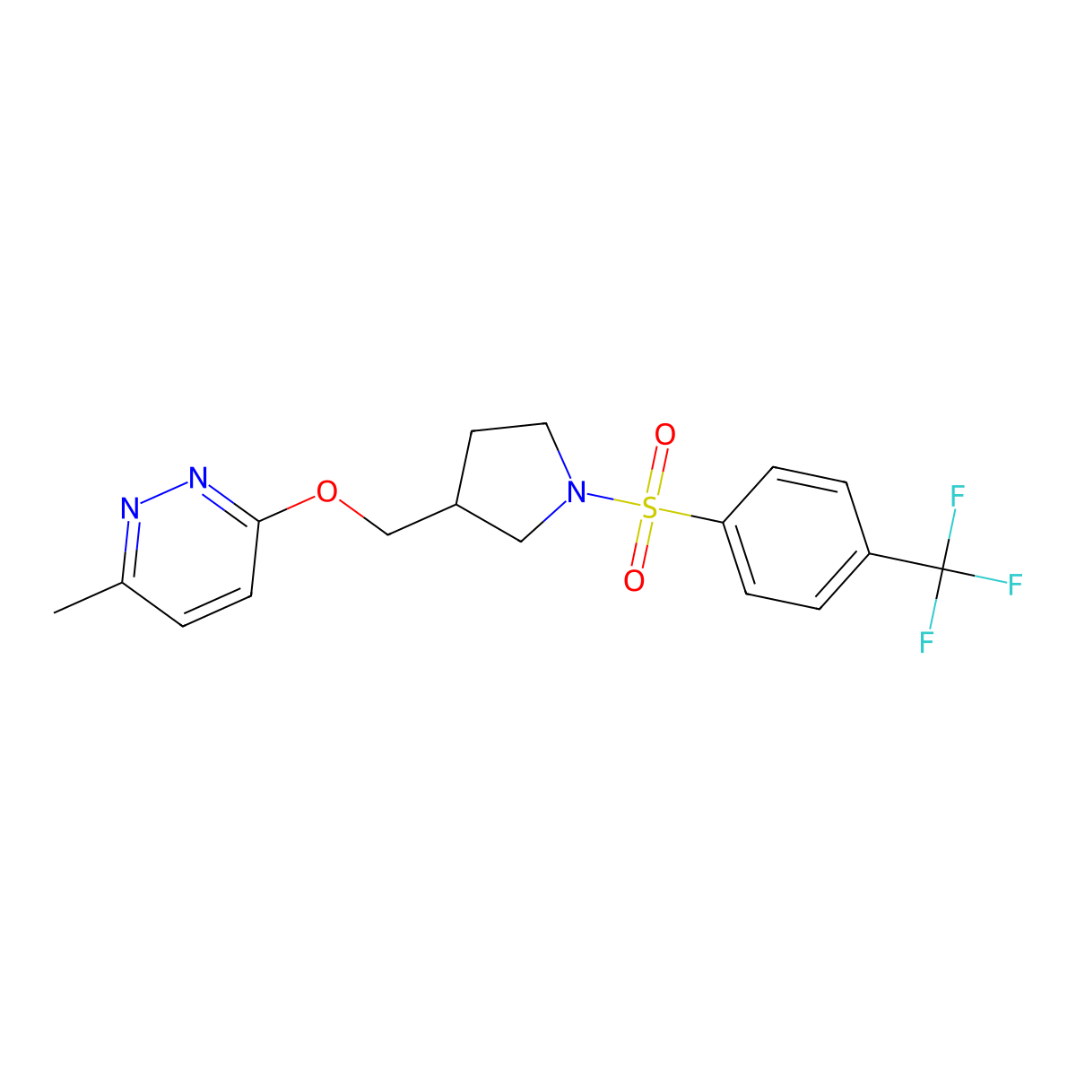 3-Methyl-6-({1-[4-(trifluoromethyl)benzenesulfonyl]pyrrolidin-3-yl}methoxy)pyridazine molecular structure, CAS 2549041-67-8