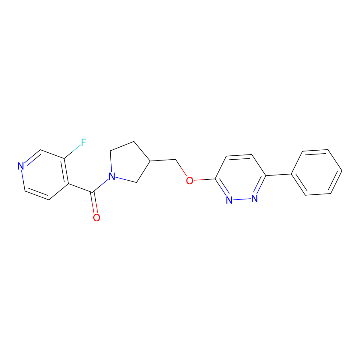 3-{[1-(3-Fluoropyridine-4-carbonyl)pyrrolidin-3-yl]methoxy}-6-phenylpyridazine molecular structure, CAS 2549041-73-6