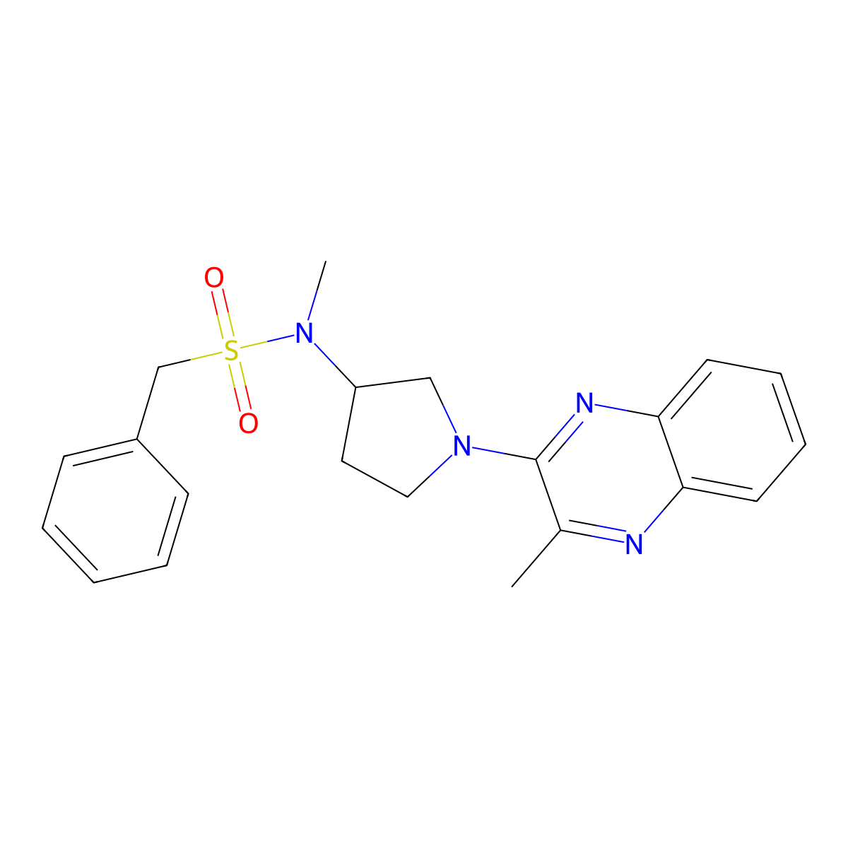 N-methyl-N-[1-(3-methylquinoxalin-2-yl)pyrrolidin-3-yl]-1-phenylmethanesulfonamide molecular structure, CAS 2549041-79-2